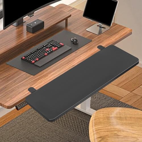 Generic Desk Extender Tray Armrest Keyboard Foldable Clamp on Desk Extension Computer Table Organizer Shelf Wrist Support Wood and Metal Suitable for, Black