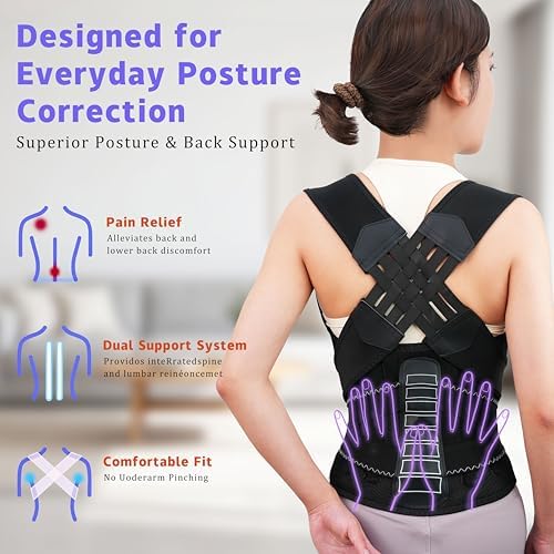 Back Brace Posture Corrector for Women and Men Vertical Alignment System, Lower Back Pain Relief, Back Straighter Instant Posture Corrector - Scoliosis （S）