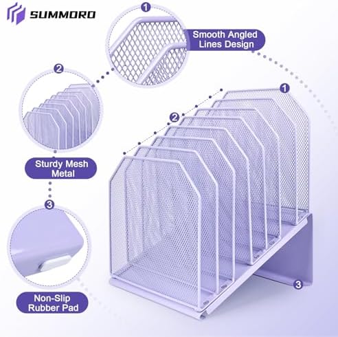 SUMMORO Inclined File Organizer for Desk, 7-Section Vertical File Holder