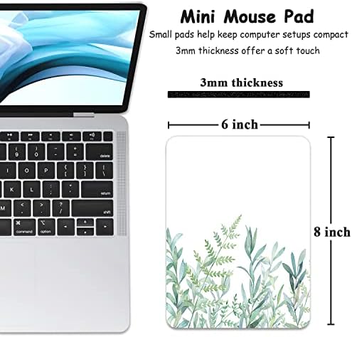 Dapesuom Small Mouse Pad, 6 x 8 Inch Thick Rubber Premium-Textured Non-Slip Portable & Washable Mini Mouse Mat for Women Men Wireless Laptops Keyboard Tray Gaming Computer Office Travel, Green Leaves