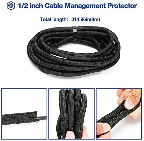 JOTO 26 Feet Cable Management Sleeve -Black