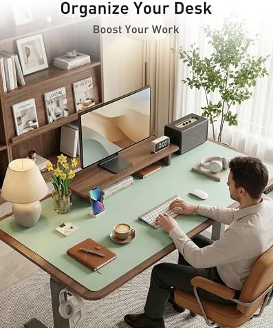 Aothia Faux Leather Desk Mat - Large Mouse Pad, Non-Slip PU Leather Blotter, Waterproof Writing Surface for Office and Home (Aqua, 63" x 24")