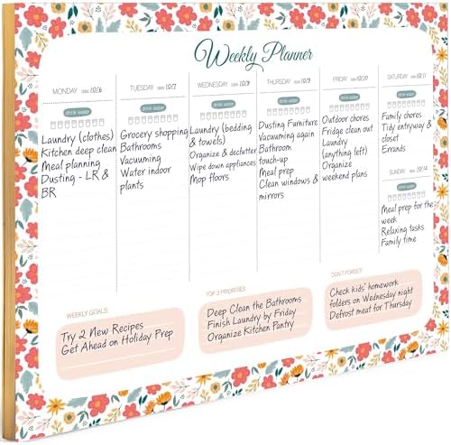 BLU MONACO | Weekly Planner Notepad Tear Off Floral | This Week Notepad 8.5 x 11 | Weekly Dashboard Planner Paper Source Weekly Planner 2026 Style