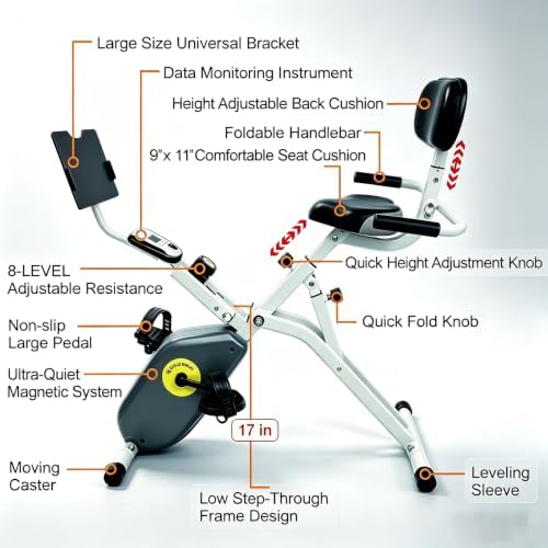 Foldable Magnetic Recumbent Stationary Exercise Bike