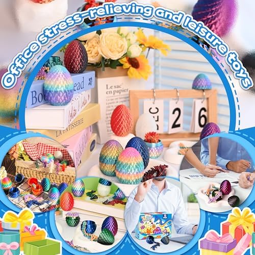 12PCS 3D Printed Dragon Eggs, Articulated Fantasy Animal Toys