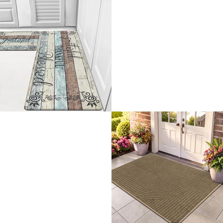 Kitchen Rug Sets 2 Piece and Front Door Mat