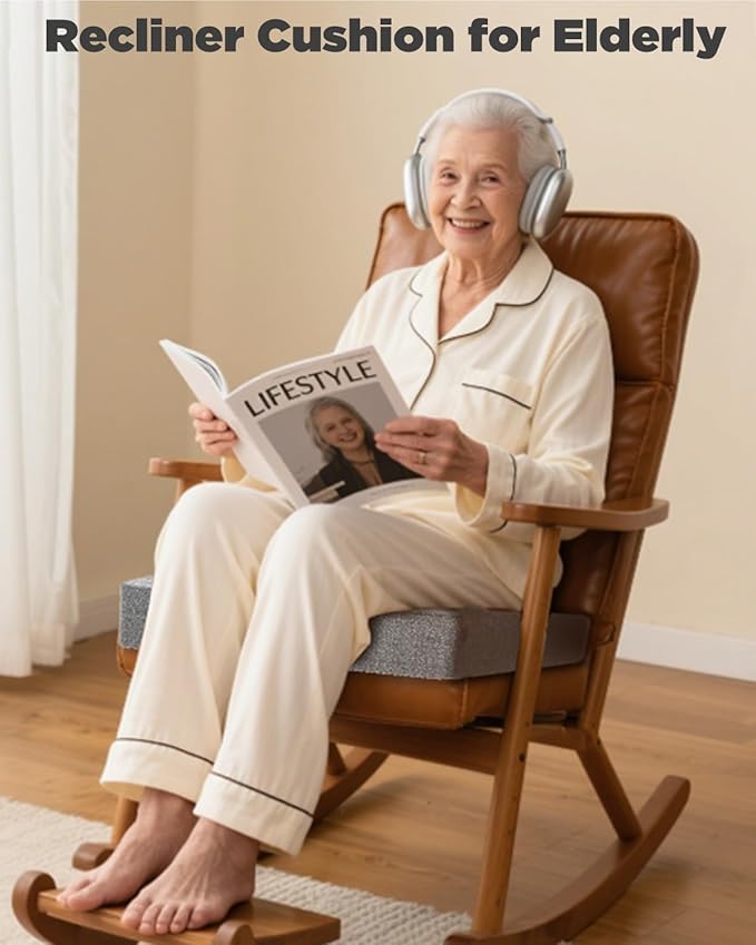 Recliner Cushion for Elderly 20x20in,Memory Foam Seat Cushion Soft and Comfy for Long Sitting on Recliner Chair,Couch,Armchair,or As Floor Pillow,Large Chair Pad (Medium Soft Grey, 3 in thickness)