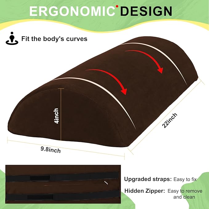 Recliner Foot Pillow High Resilience Foam - Leg Pillow for Sleeping Soft and Supportive Half Moon Bolster Pillow Recliner Pillows for Headrest Back Lumbar Support (Brown)