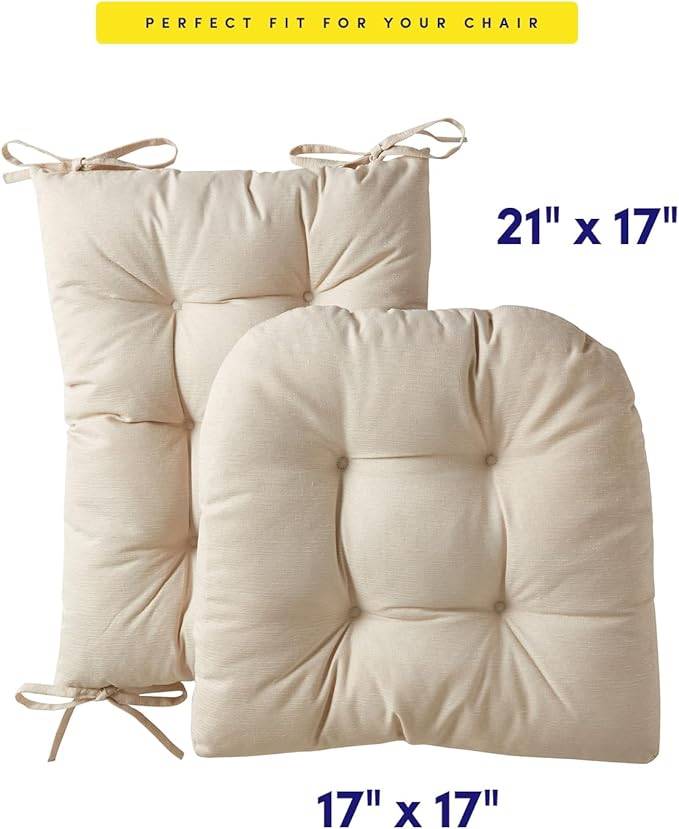 Rocking Chair Cushion Premium Pads Non Skid Slip Backed Set of Upper and Lower with Ties