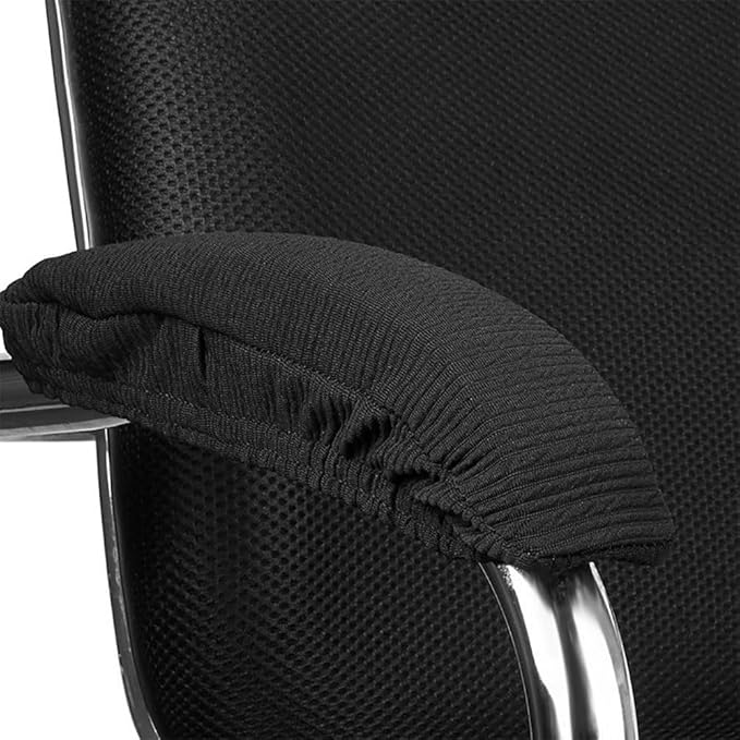 Melaluxe Stretch Office Chair Armrest Covers, Arm Rest Slipcovers (Black)