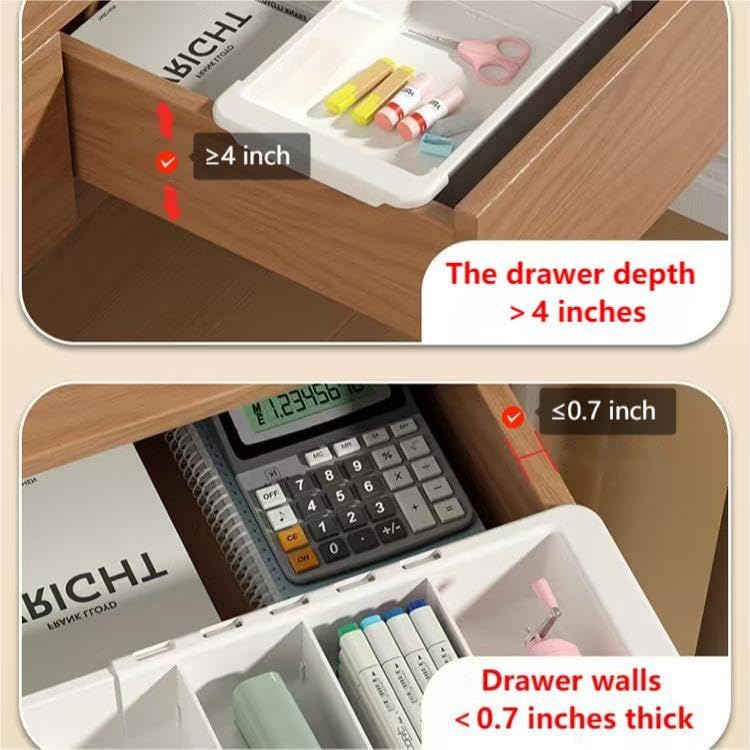 YOOUSOO Expandable Drawer Organizer, 2 PCS Adjustable Drawer Organizer Trays, Drawer Dividers Organizers and Storage For Office Supplies, Pens, Makeup,Utensils, Tools, Flatware and Junks, White