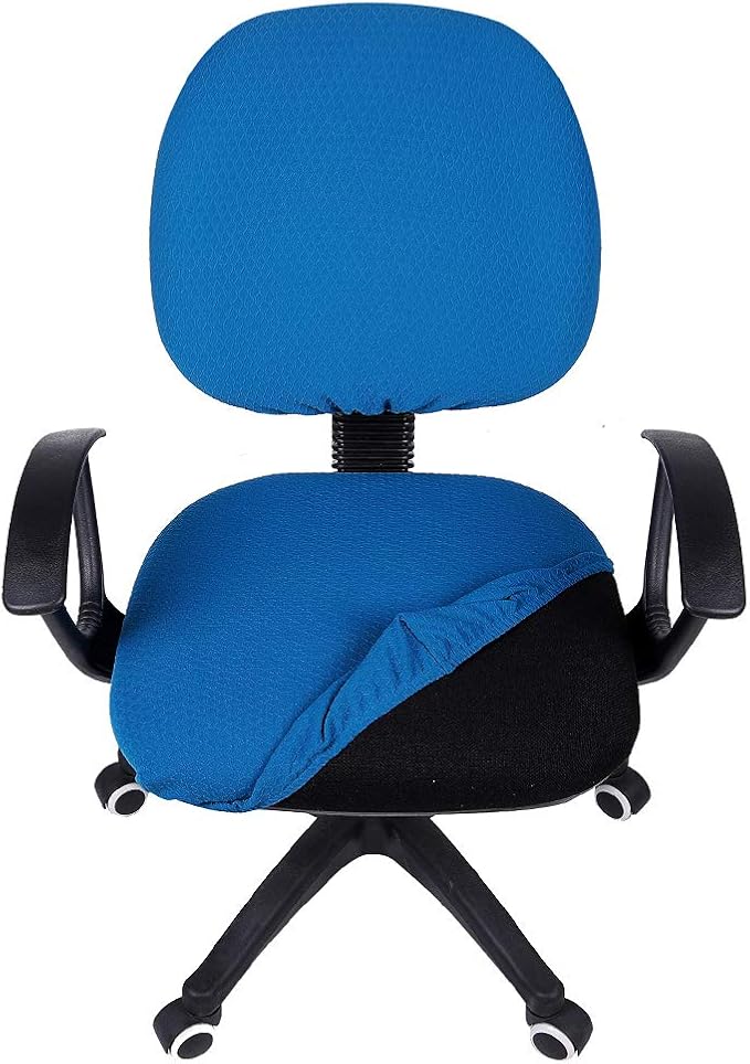 Smiry Stretch Jacquard Office Computer Chair Covers, Removable Washable Universal Desk Rotating Chair Slipcovers Protector, Seat + Backrest Cover, Ocean Blue