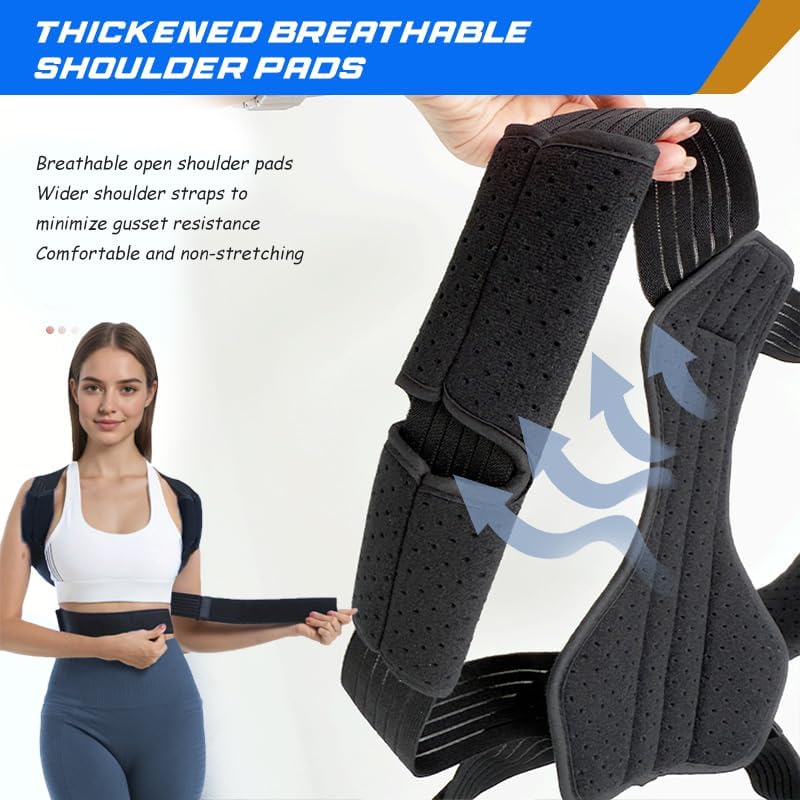 Posture Corrector for Women & Men, Adjustable Back Brace for Neck Shoulder Upper Back Pain Relief, Breathable Back Straightener with Clavicle Support - Strangulation-Free Design
