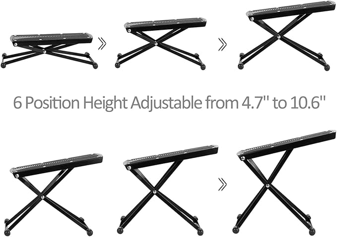Foldable 6-Position Height Adjustable Pedicure & Manicure Foot Rest, Non-Slip Rubber Foot Stool for Comfortable Home Nail Care, Easy Toenail Trimming & Nail Art Foot Stool