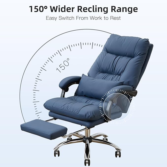 Massage Office Chair with Foot Rest,6 Points Vibration, Executive Office Chairs Tall Office Chair,Ergonomic Reclining Desk Chair