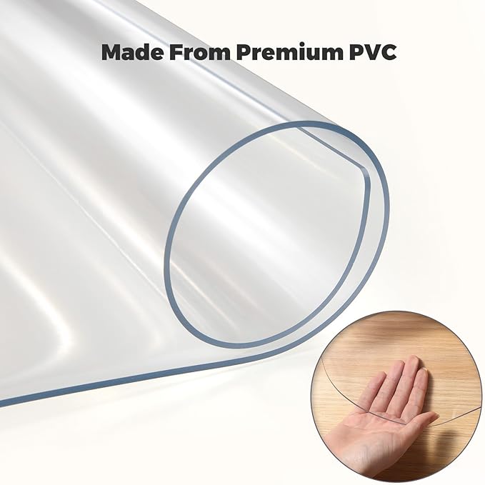 Yecaye Office Chair Mat for Hardwood Floor, Clear Computer Desk Chair Mat, PVC Heavy Duty Floor Protector for Rolling Chairs, Can't be Used on Carpet (Transparent, 48" x 55")