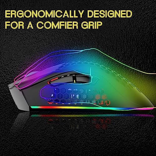 VEGCOO Wireless Gaming Mouse, C23 Silent Click Wireless Rechargeable Mouse with Colorful LED Lights and 3 Level DPI 400mah Lithium Battery for Laptop and Computer (Black)