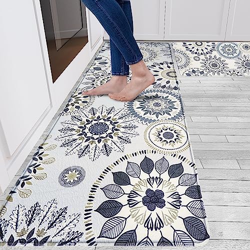 Sofort Kitchen Rug Set of 2 Anti Fatigue Kitchen Mats for Floor, Non Slip Waterproof Kitchen Rugs, Ergonomic Cushioned Comfort Standing Mats for Laundry, Office, Sink