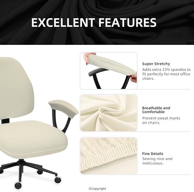 DIVA EN CAMINO DEC Split Office Chair Seat Covers - Universal Stretch Computer Chair Slipcover - Washable Rotating Backrest Coverings & Cushion Protectors & Armrest Covers for Dogs, Cats, Pets