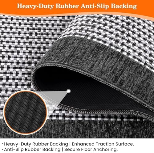 StepRite Kitchen Rugs, Kitchen Mat for Floor, 47"x20" Non-Slip Machine-Washable Commercial Floor Mat, Absorbent Heavy-Duty Rug for Office & Home, Sink Standing Mat, Entryway Carpet, Door Mat, Grey