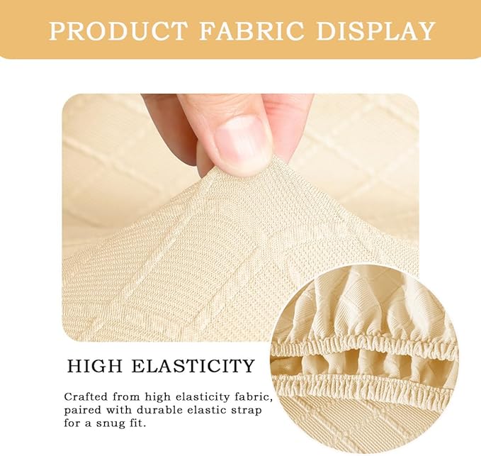 Ergonomic Office Chair Covers Set with Headrest Cover Stretch Desk Computer Chair and Headrest Slipcovers Washable Protector Slipcovers for Swivel Computer Chair 4 Pieces Beige