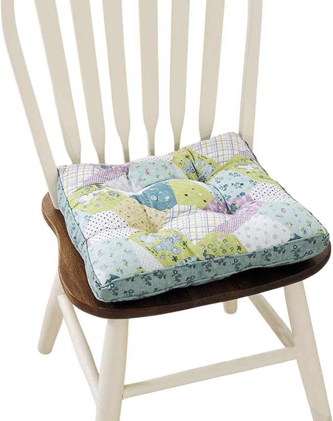 Boho Cotton Quilted Chair Cushion for Dining Chairs Non Slip Soft Comfortable Chair Pads with Ties Patchwork Printed Seat Cushion for Kitchen Chairs Office Chairs (Pattern Q,16"x16")
