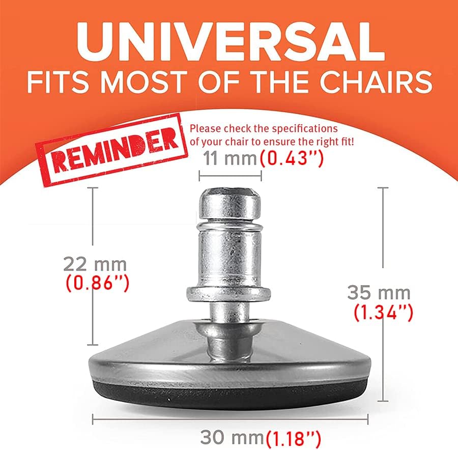 FOH Office Chair Bell Glides Replacement, 7/16" 11mm Stem, Low Profile
