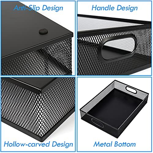 Desk Drawer Organizer, A4 Large Metal Mesh Desk Organizer Tray, Versatile Storage Box Set for Office Home Supplies,13 x 9 inches