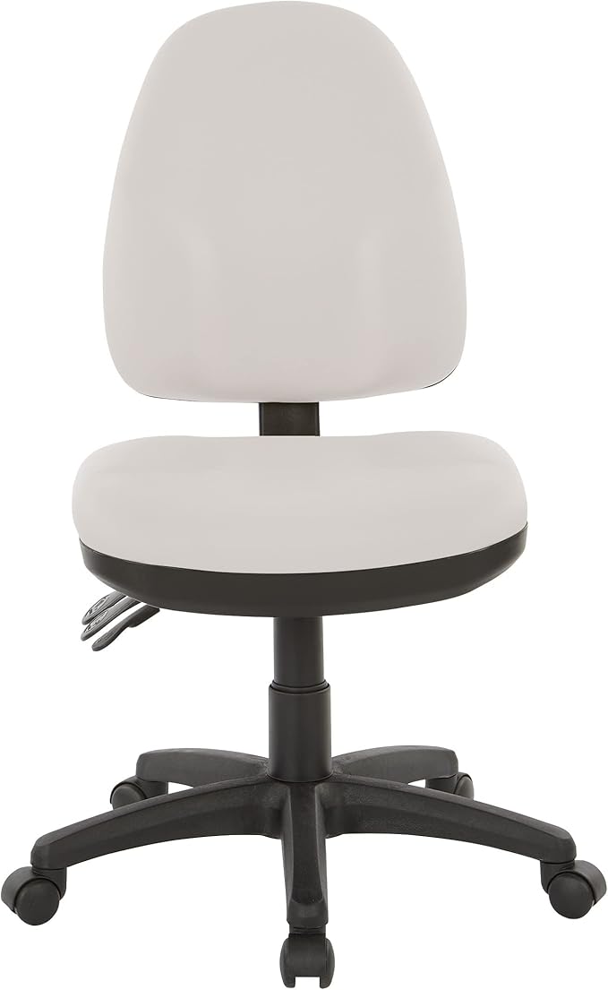 Office Star Ergonomic Dual Function Office Task Chair with Adjustable Padded Back and Built-in Lumbar Support, Armless, Dillon Buff Fabric