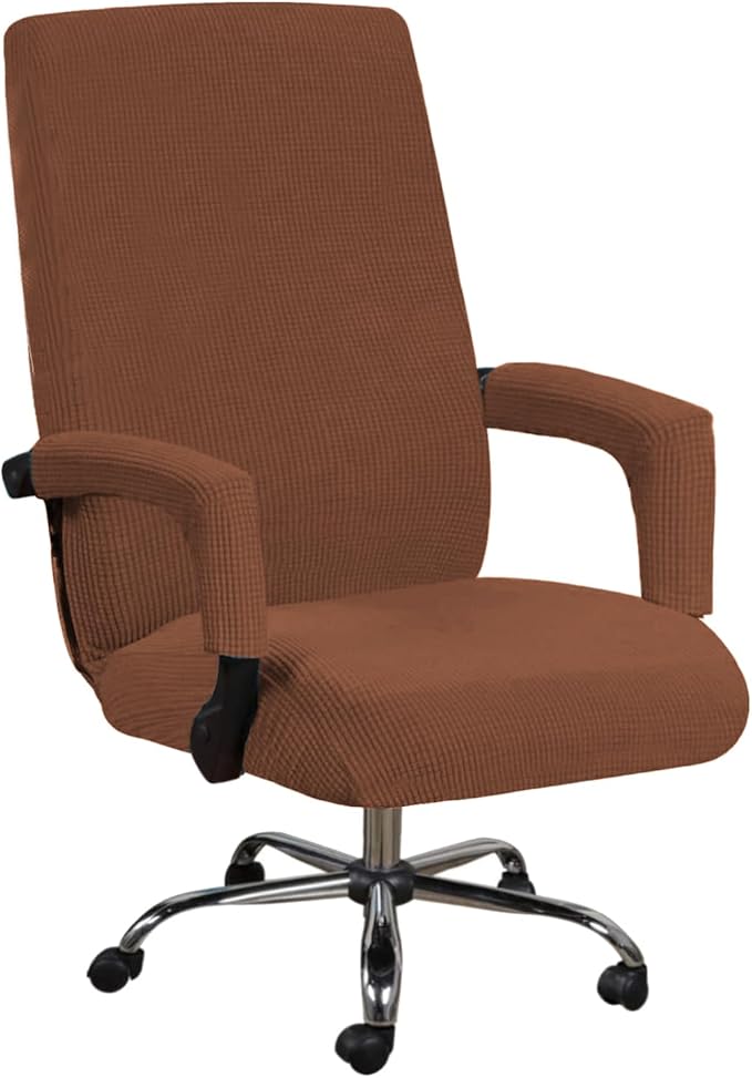 H.VERSAILTEX Home Office Chair Covers,Stretchable High Back Universal Executive Boss Gaming Chair Covers - Non Slip Thick Jacquard, Caramel - Large