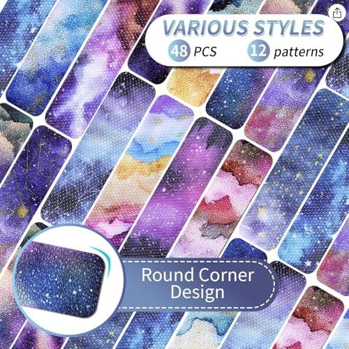 48 Pieces Unique Sensory Stickers for Anxiety Relief Items - Sensory Strips with Storage Box - 2 Textured Surface Fidget Strips for Office & Classroom Desk - Relieve Adult & Teen Stress (Sky)