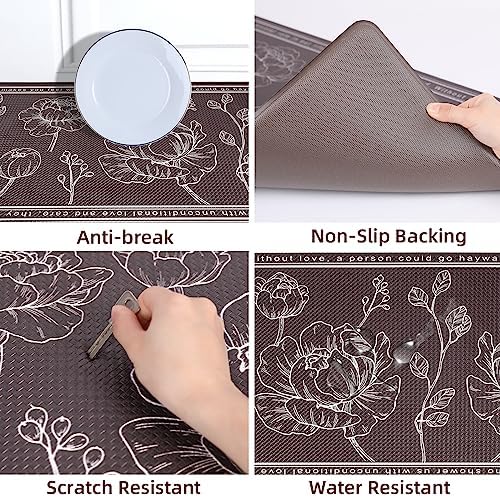 Kitchen Floor Mat Set of 2, Anti Fatigue Kitchen Mat 17"x47"+17"x29"