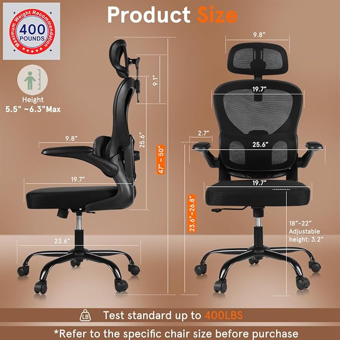 Office Chair, Gaming Chair Desk Chair Comfy Computer Chair Ergonomic Office Chair Mesh Office Chair 400 lbs with Lumbar Support Rolling for Gaming Home and Office