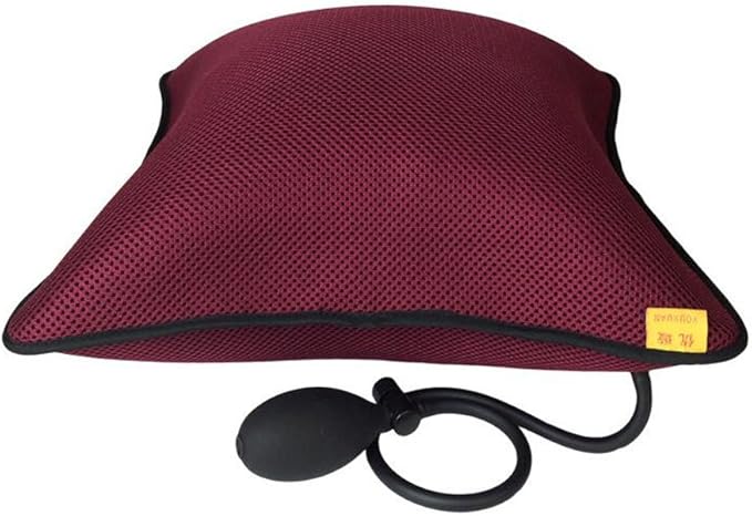 Lumbar Support Inflatable Cushion Backrest Portable Pillow with Pump for Car, Office Chair, Home, Travel, Camping (Rose Red)