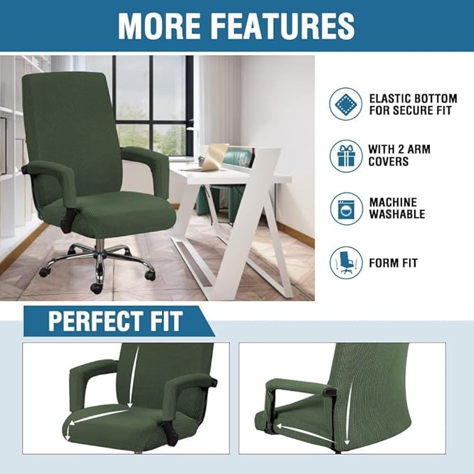 H.VERSAILTEX Computer Office Chair Cover - Stretchable Universal Desk Task Chair Covers Stretch Rotating Seat Slipcover, Bronze Green
