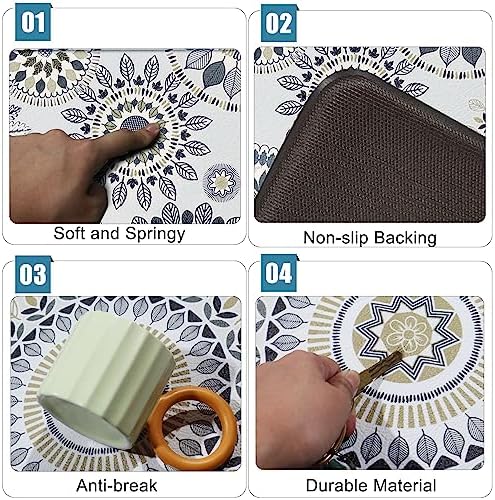 Sofort Kitchen Rug Set of 2 Anti Fatigue Kitchen Mats for Floor, Non Slip Waterproof Kitchen Rugs, Ergonomic Cushioned Comfort Standing Mats for Laundry, Office, Sink