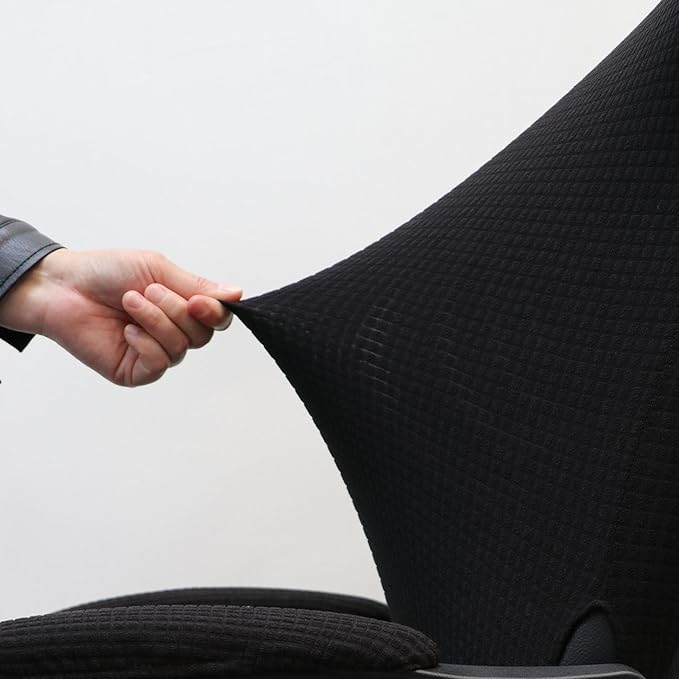 Melaluxe Office Chair Cover with Armrest Covers， Universal Stretch Desk Chair Cover, Computer Chair Slipcovers - Black