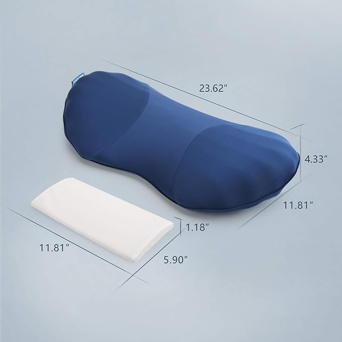 RESTCLOUD Adjustable Lumbar Support Pillow for Sleeping Memory Foam Back Support Pillow for Lower Back Pain Relief and Sleeping, Lumbar Support Pillow for Bed and Chair with 2 Insert Pads