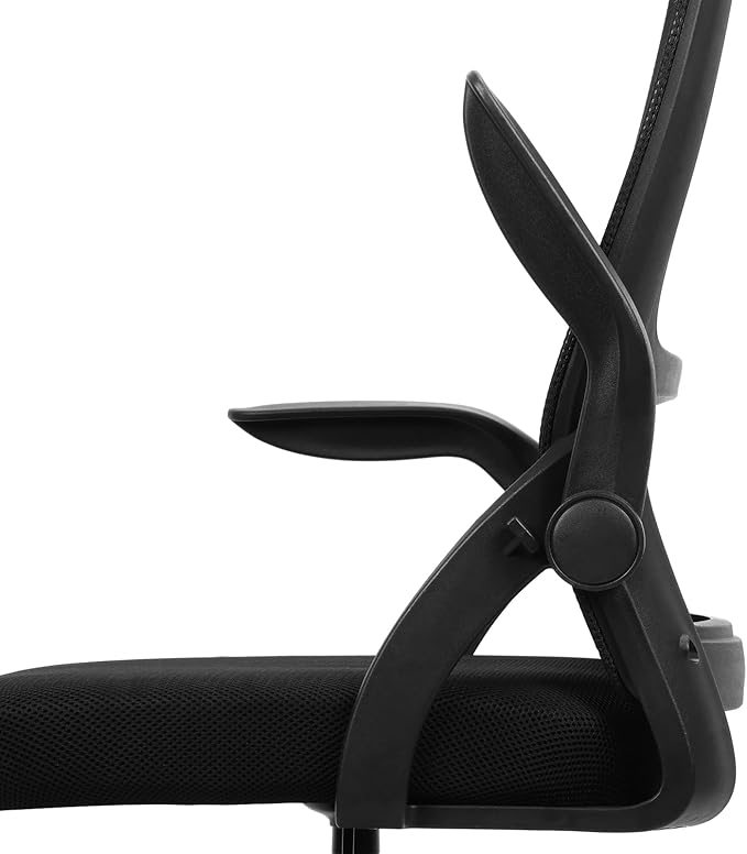 Office Chair, Ergonomic Office Chair, Computer Chair with Lumbar Support, Breathable Mesh Chair with Adjustable High with Flip-up Armrests, Rolling Computer Chair for Home Office Black