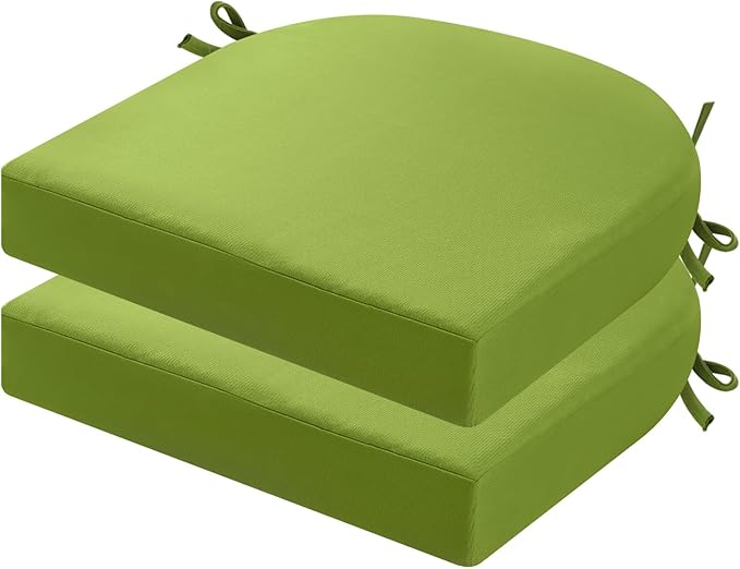 idee-home Outdoor Chair Cushions Set of 2, Thick 17" x 17" Outdoor Seat Cushions Patio Furniture Waterproof with Ties, Dining Pads