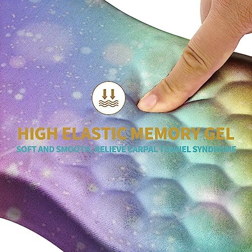 Hokafenle Ergonomic Mouse Pad Wrist Support with Massage Design, Wrist Rest Pain Relief Mousepad with Memory Foam&Non-Slip PU Base, Mouse Pads for Wireless Mouse & Desk (12x8 inch,Rainbow Bubble)