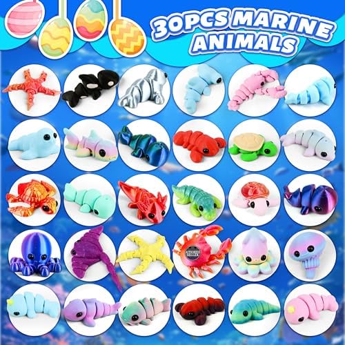 40 Pcs 3D Printed Animals Bulk Pack, Mini Sea Animal Figures