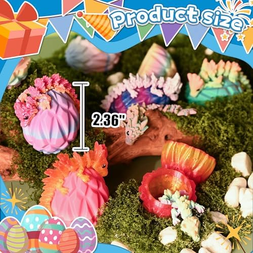 12 Pcs 3D Printed Dragon Eggs with Rainbow Dragons Inside