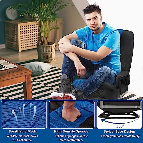 Swivel Gaming Chair Multipurpose Floor Gaming Chair for Gaming, TV, Reading w/6 Adjustable Postion Backrest, Armrest Lumbar Support & for Adults, Blue