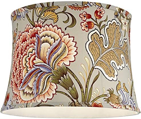 Katie Large Sage Green Flower Print Drum Shade 14x16x11.5 (Spider)