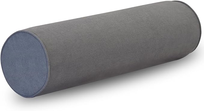Cylinder Round Memory Foam Support Pillows Cervical Neck Roll Pillow with Pillowcase Soft, Comfortable and Breathable for Sleeping, Chair, Car, Sofa，Travel (Grey, 24X6)