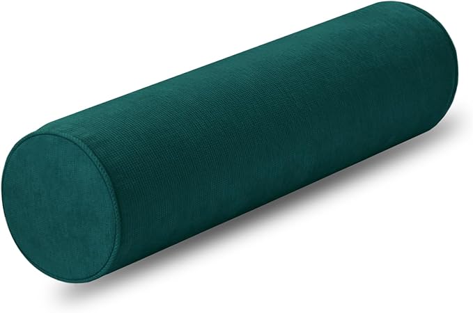 Cylinder Round Memory Foam Support Pillows Cervical Neck Roll Pillow with Pillowcase Soft, Comfortable and Breathable for Sleeping, Chair, Car, Sofa，Travel (Forest Green, 24x6)