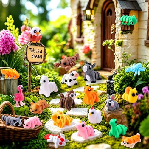 JOICEE 36Pcs Mini 3D Printed Animals Articulated Flexible Fidget Toys