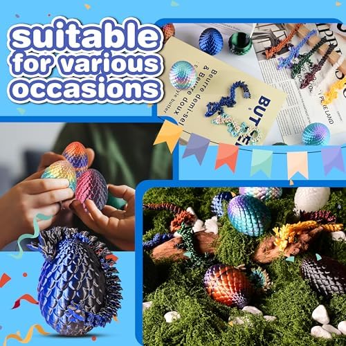 8pcs 3D Printed Dragon Eggs, Articulated Fidget Toys Set