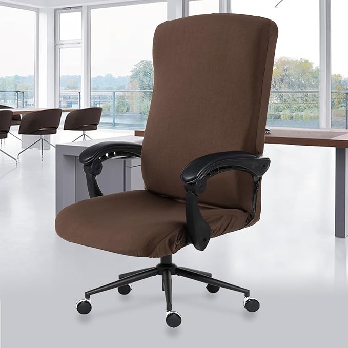 DIVA EN CAMINO DEC Stretchable Office Chair Cover with Durable Zipper, Soft Slipcover for Computer Desk Chair, High Back Chair